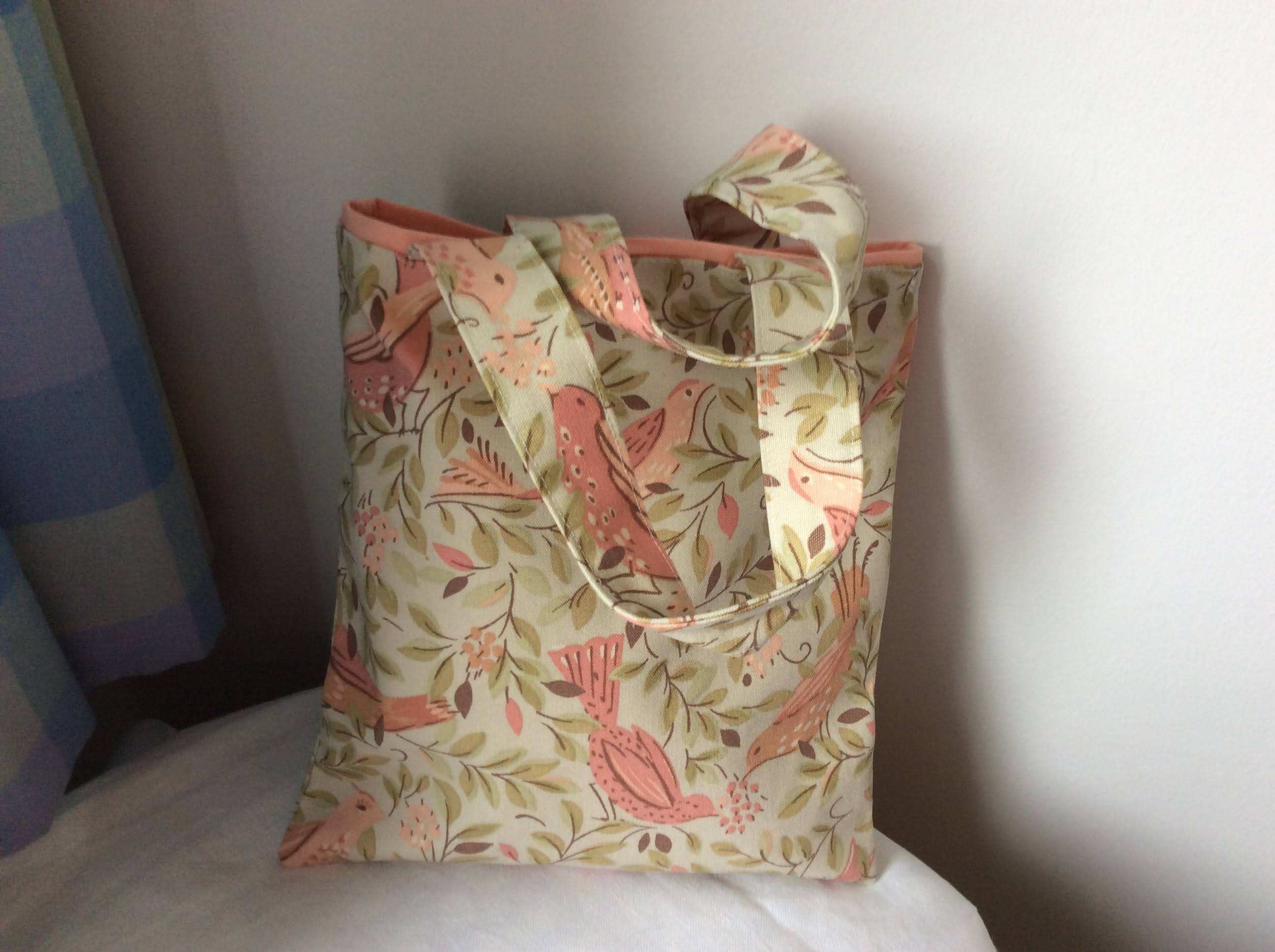 Small Tote Bag - pink bird